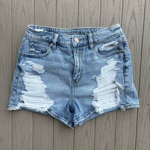 AEO High Waisted Distressed Mom Shorts
